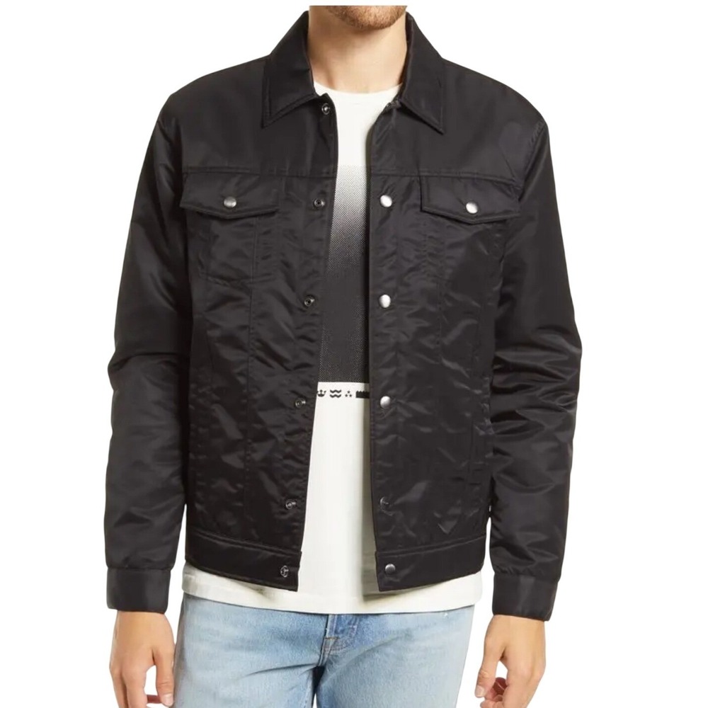 Frame Black Nylon Quilted Liner‎ Men's Trucker Jacket Car Coat Small